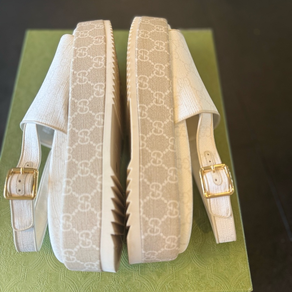 Gucci White/Cream Slingback Platform Sandals Size 42 - Picture 6 of 10